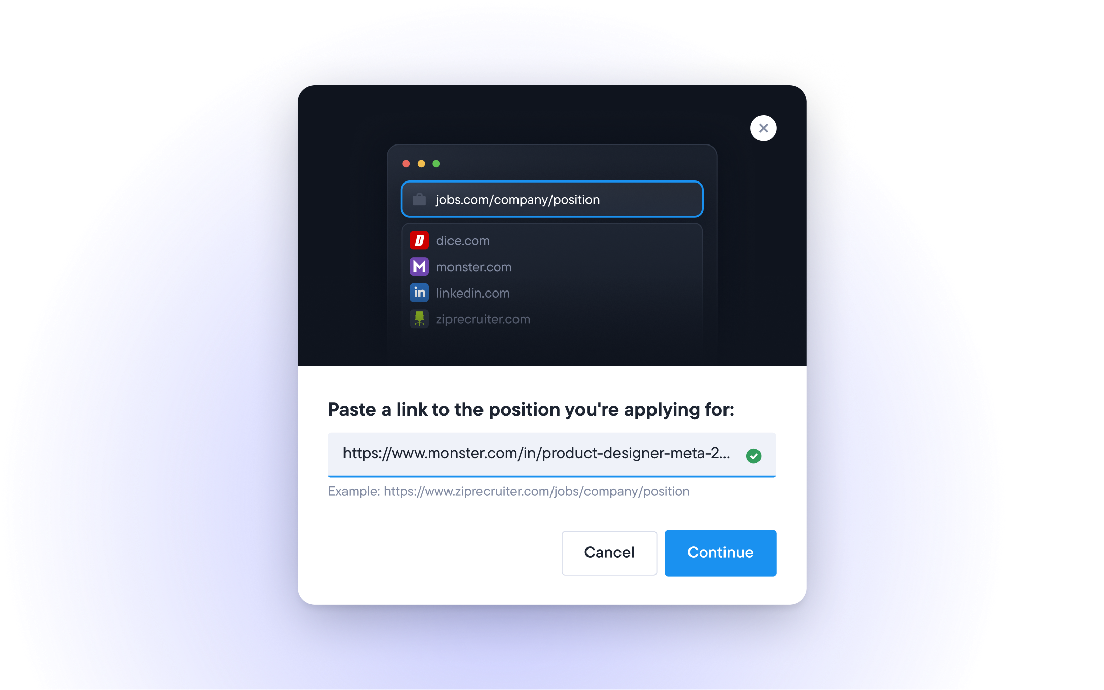 Paste a job link to update the keywords feature and optimize your resume for ATS screening.